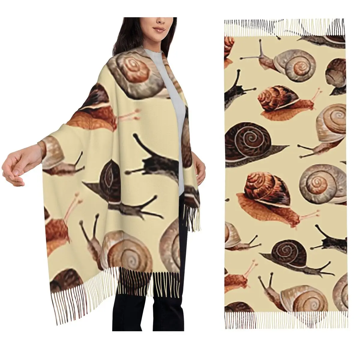 

A Slew Of Snails Scarf Tassel Scarves Women Soft Warm Shawls and Wraps Long Fall Winter Shawl Wrap