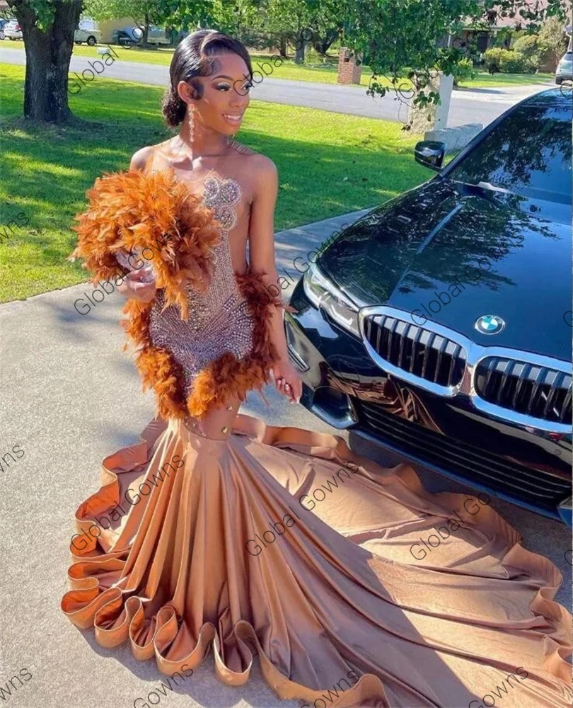 prom dress with ostrich feathers Ostrich Feather Prom Dress: African Inspired Evening Gown