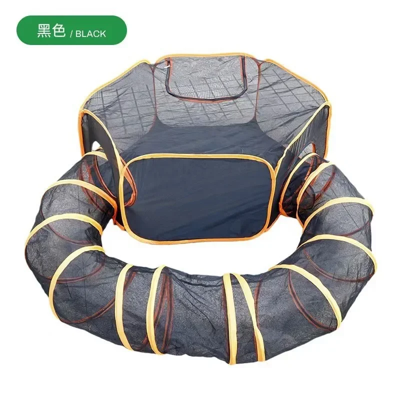 6 in 1 Portable Foldable Pet Playpen with Tunnel Detachable Cat Dog Enclosure Tent Pet House for Small Pets Random Assembly