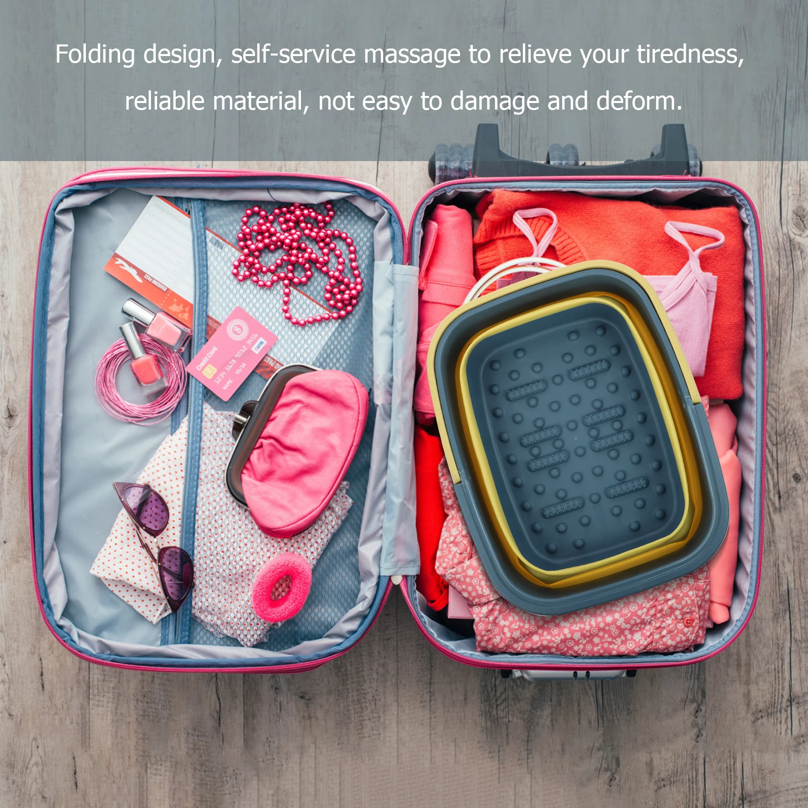 

Foot Tub Massage Basin Bucket for Soaking Feet Household Bath Folding Storage Wash Blue Pool