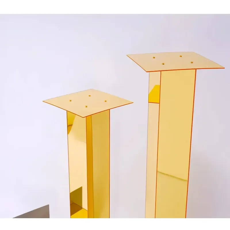 Golden Acrylic Flower Stand Wedding Table Centerpiece Decoration Stage Display Rack Event Party Accessories Window Showcase