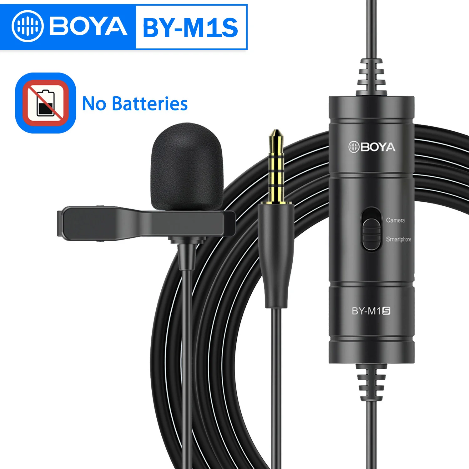 

BOYA BY-M1S 3.5mm TRRS Condenser Lavalier Lapel Microphone for Smartphone PC Camera Recording Youtube Live Streaming 6M Cable