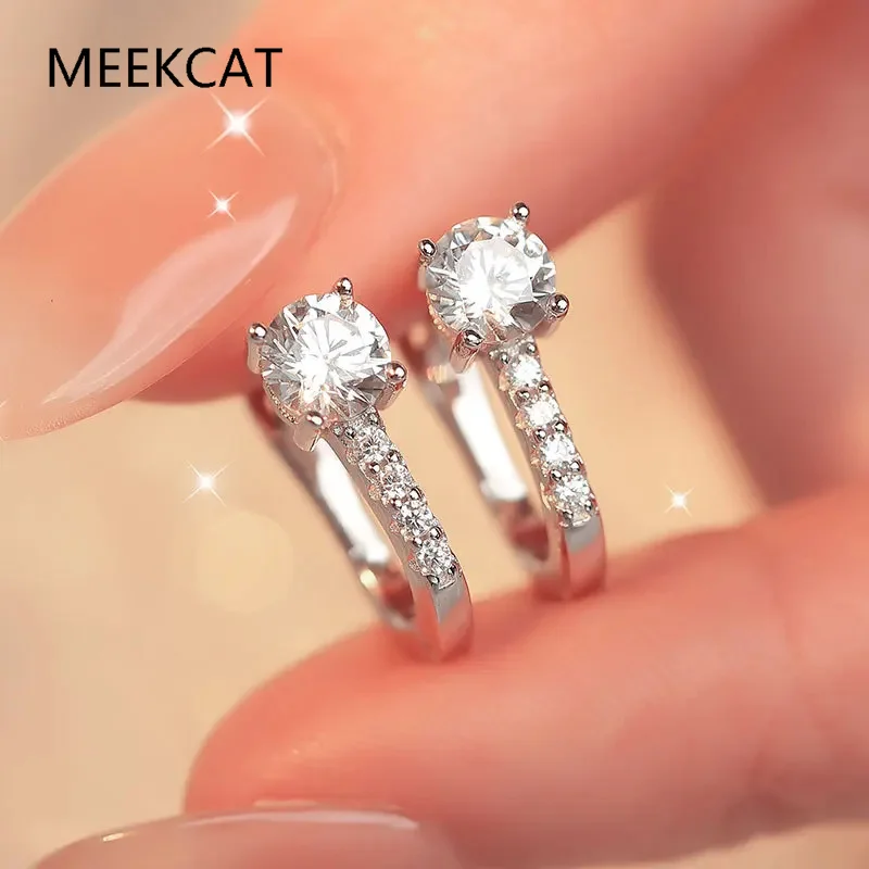Luxury 0.5ct Simulated Moissanite Wedding Earrings for Women Gift Lab Diamond 925 Sterling Silver Original Fine Jewelry Huggies
