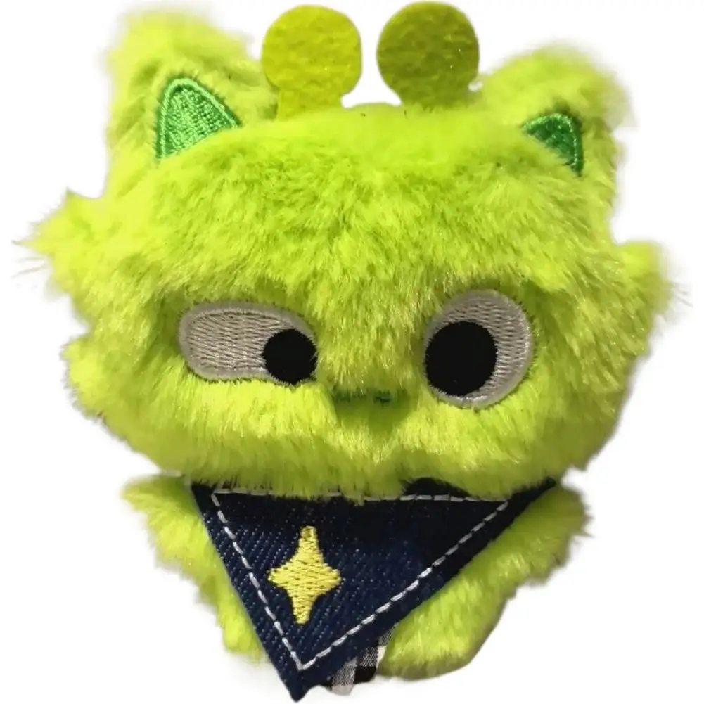 Cartoon Green Alien Cat Plush Keychain Antenna Cat Stuffed Doll Kawaii Decor Soft Plush Bag Pendant Gift For Friends