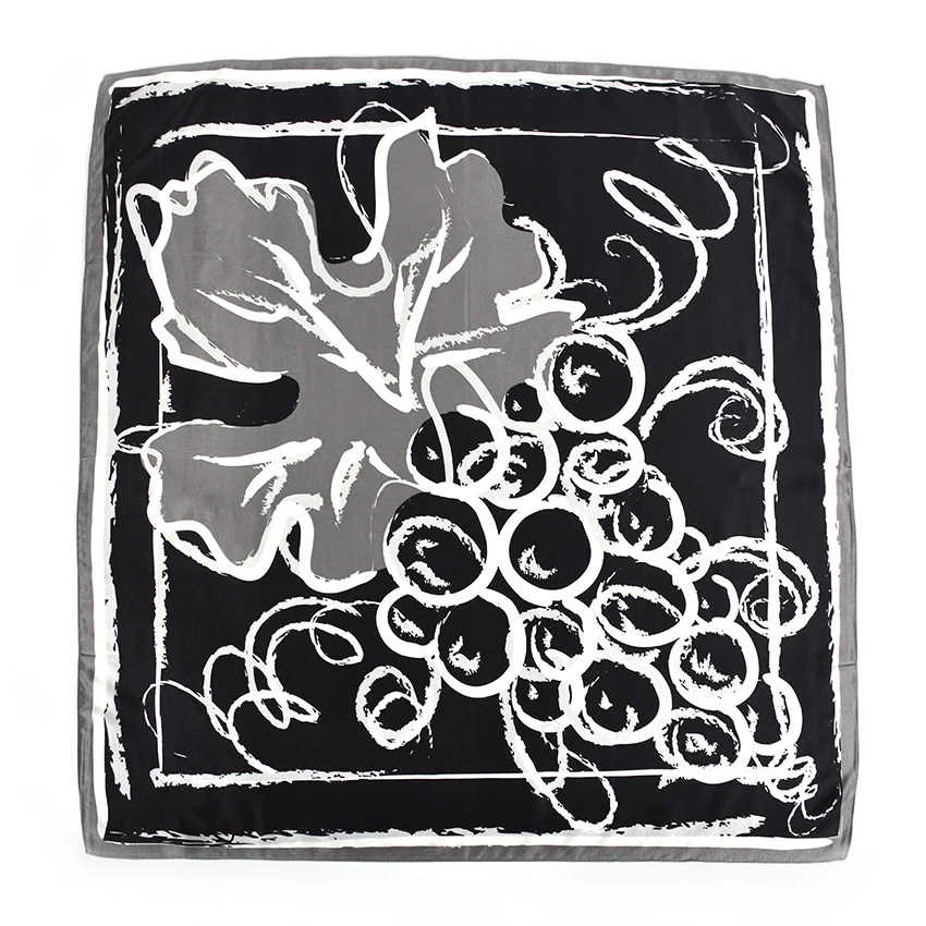 [BYSIFA] Black White Scarves Women Elegant New 100% Silk Scarf Shawl Printed Fall Winter Ladies Brand Scarves Wraps 88*88cm