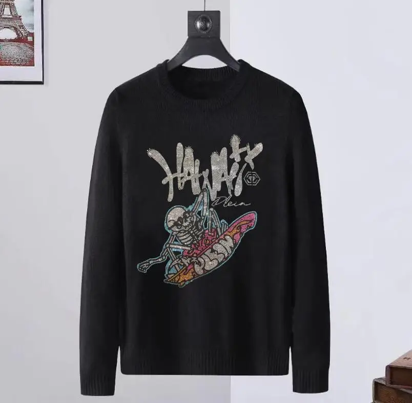 Men's sweater PLEIN ali long Sleeve Casual Rhinestones  New winter Hip Hop sweater Sports Top drop shipping