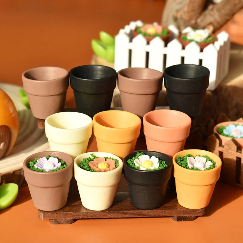 مجموعة أواني الطين لبيت الدمى الجنية، مزارعي زهور الراتنج المصغر، حزمة من 10 إكسسوارات للحديقة. #1