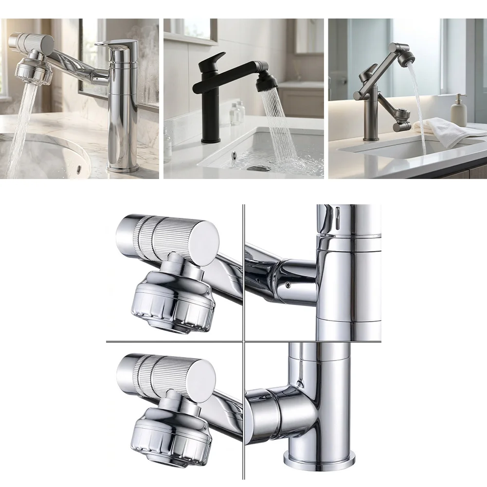 Splash‑Proof Swivel Faucet, Dual Spray Modes Chrome Finished Tap, Practical Rotating Water Spout For Kitchen & Bathroom Daily