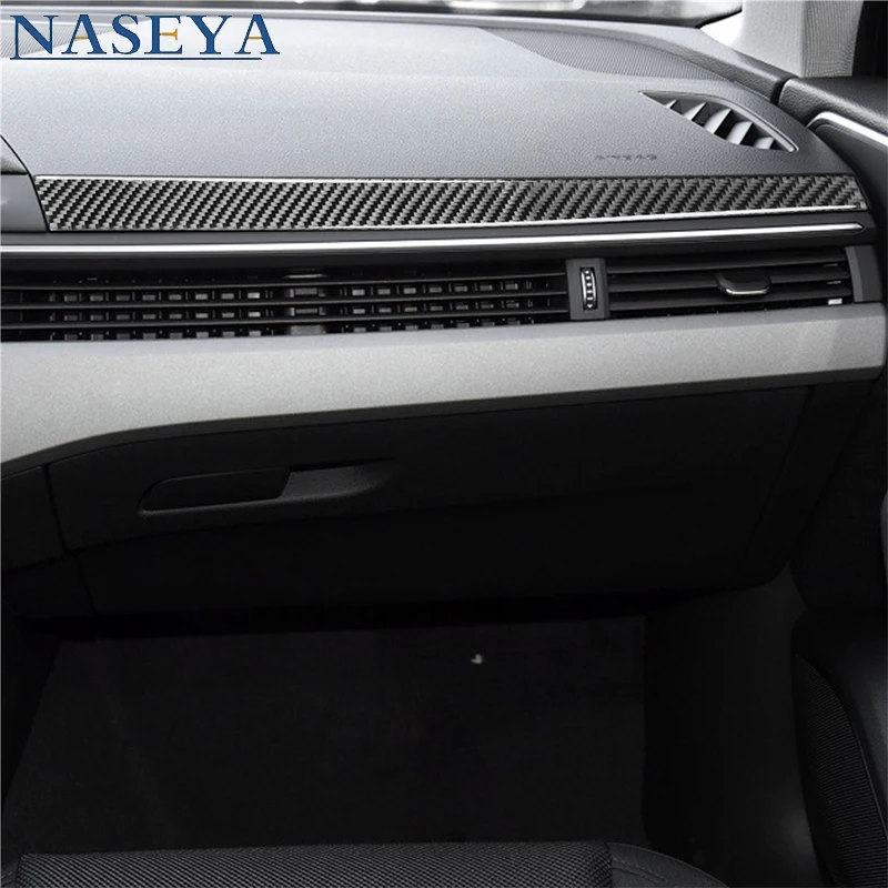 

Passenger Dashboard Stickers Cover Trim For Audi A4 B9 RS4 S4 2017 2018 2019 Car Carbon Fiber Interior Decorative Accessories