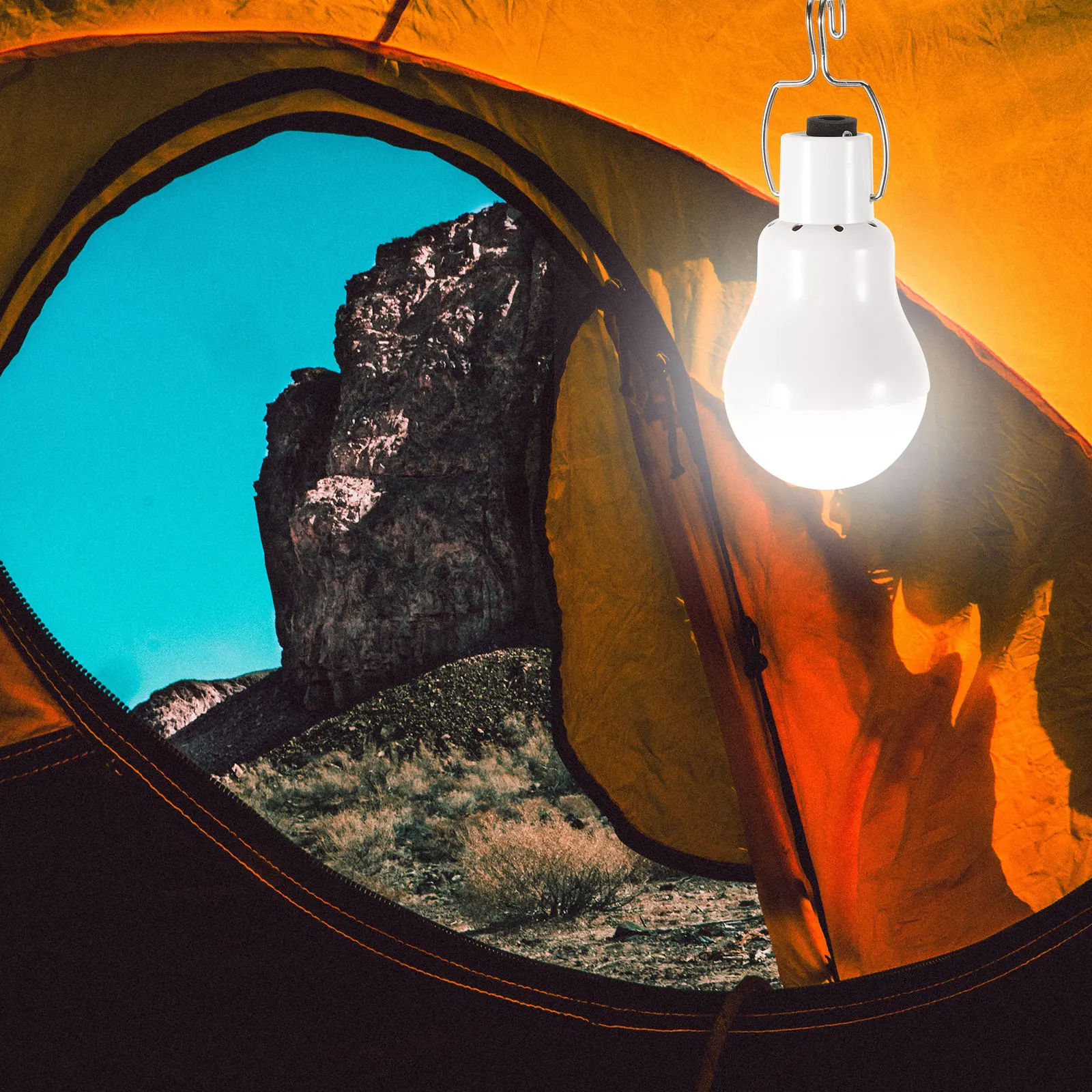 

2pcs Camping Lights Solar Bulb ABS Material Rechargeable Indoor Outdoor Lighting Yard Garden Patio Hiking Fishing