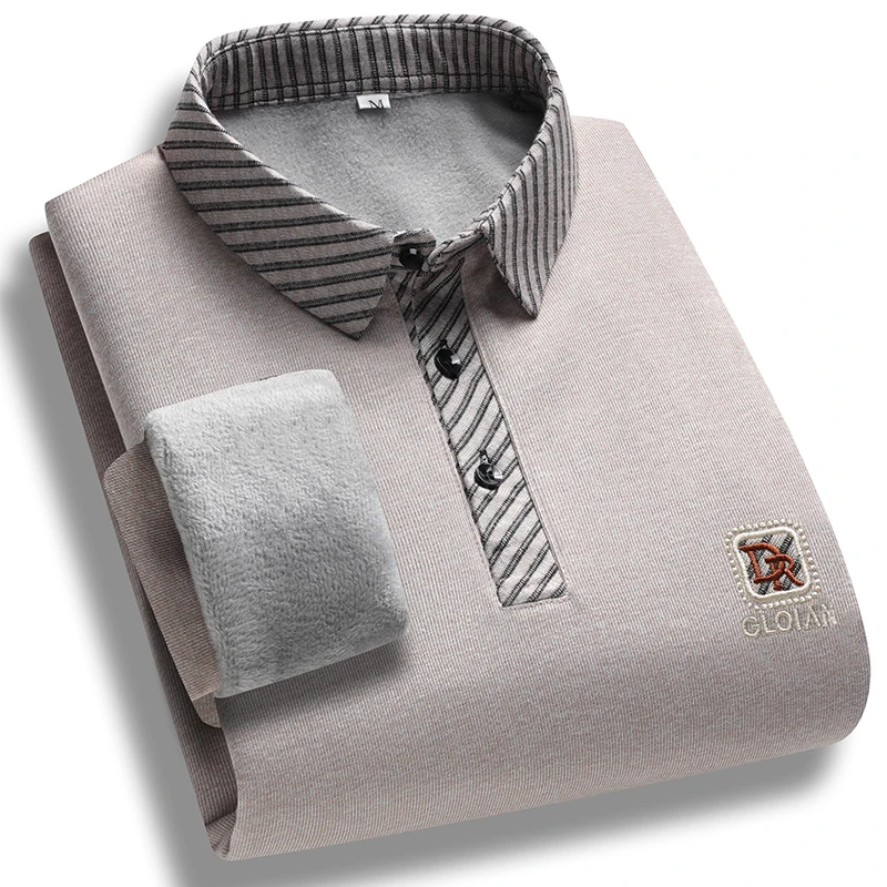 بلوفرات رجالية محبوكة برقبة بولو مبطنة قمصان بولو كاجوال سميكة قمصان بولو بقصة ضيقة بلوزة علوية كورية للرجال