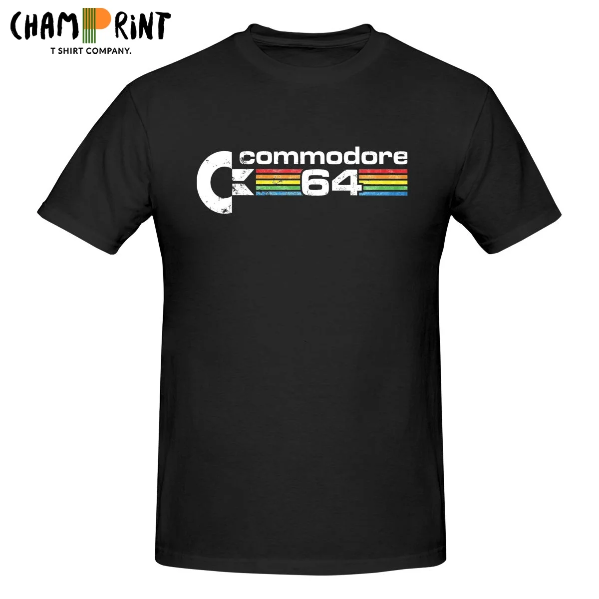 Commodore 64 Retro Logo T-Shirts for Men Casual Pure Cotton Tee Shirt Crew Neck Short Sleeve T Shirts 6XL Tops