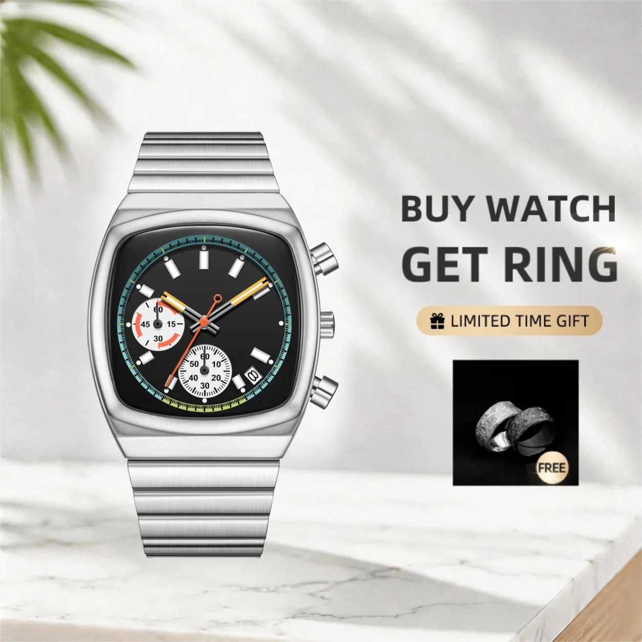CILOA Men Square quartz new in men\'s watch Man watches for man high quality waterproof automatic movement mechanical male gift