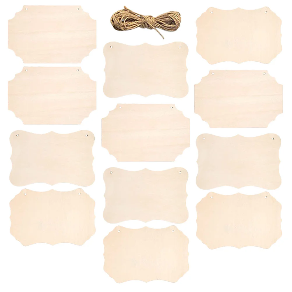 

12 Pcs Wall Hanging Wooden Blank Tag Planks DIY Slice Paper Cut Welcome Sign Chip