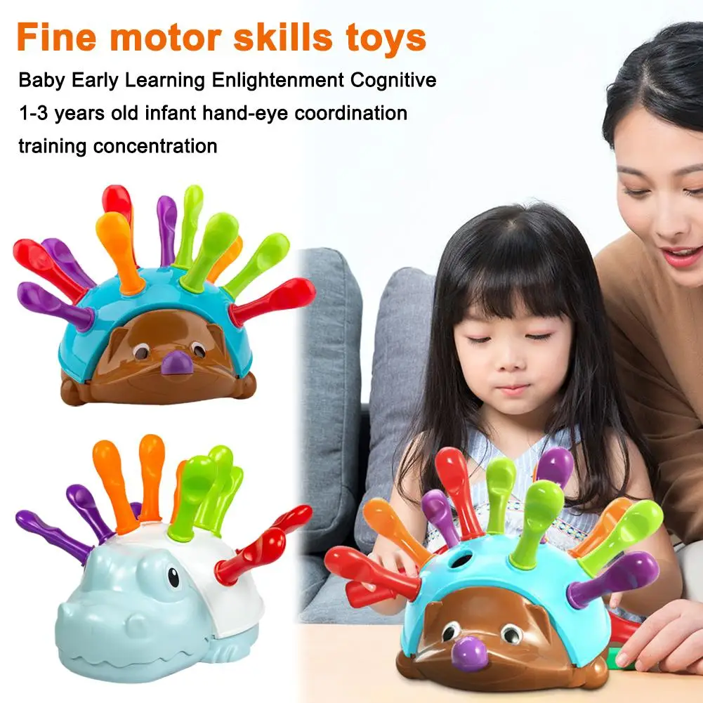 Giocattoli Ordinamento dei colori e giocattolo per l'apprendimento delle abilità motorie fini, puzzle con pannello forato a forma di riccio per l'educazione precoce dei più piccoli A4S3