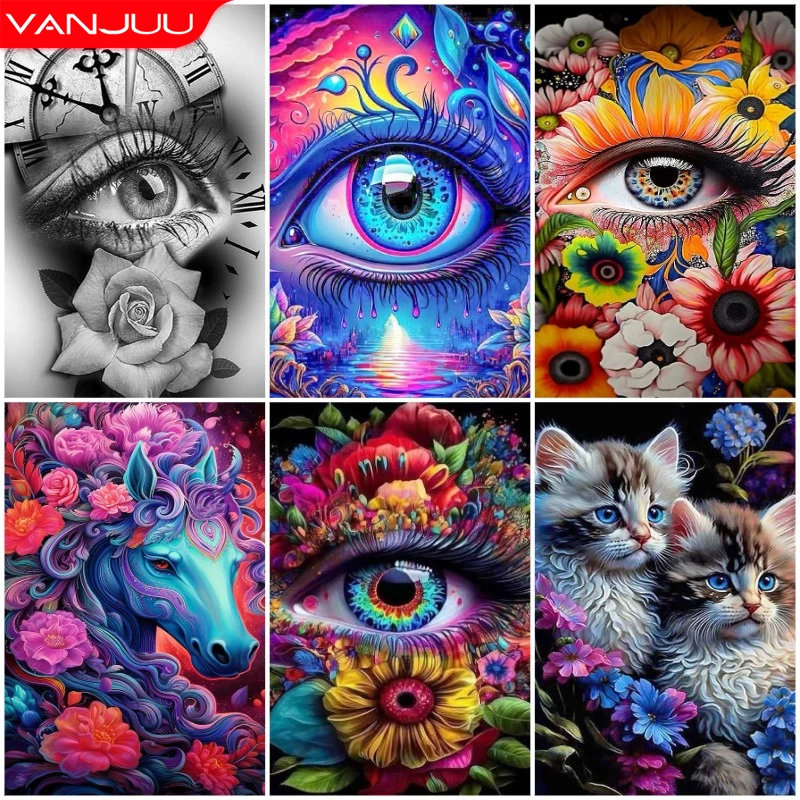 DIY 5D Diamond Painting Kit Abstract Eye Diamond Embroidery Painting Animal Full Diamond Mosaic Cross Stitch Home Decor Gift