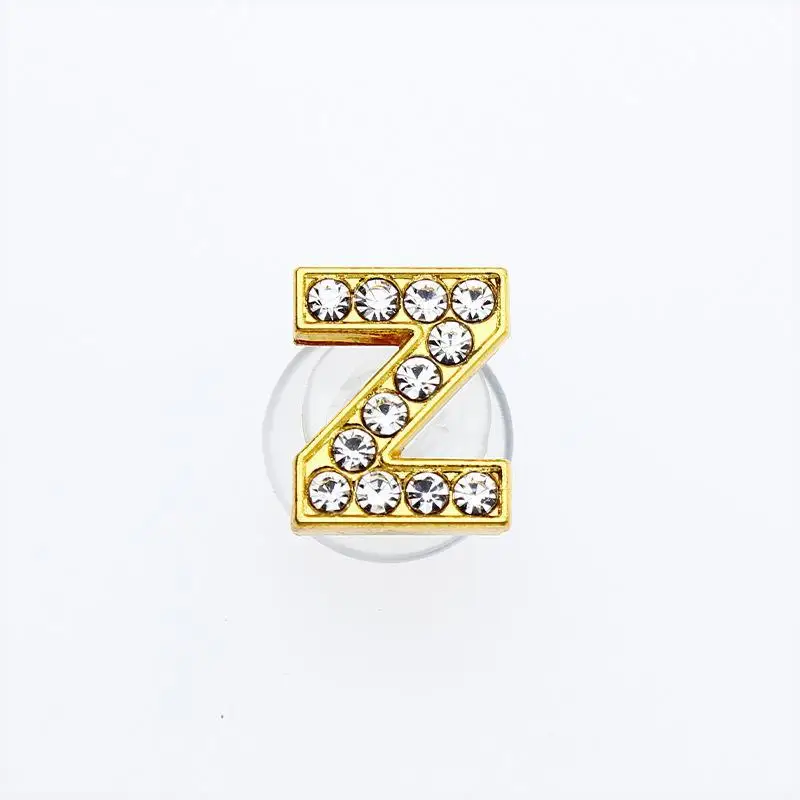 Gouden Letters Kristal Diamant Legering Bedels Accessoires Mode Zachte PVC Schoenen Gesp Kids Decoratie Ontwerp Groothandel 1 Stuks