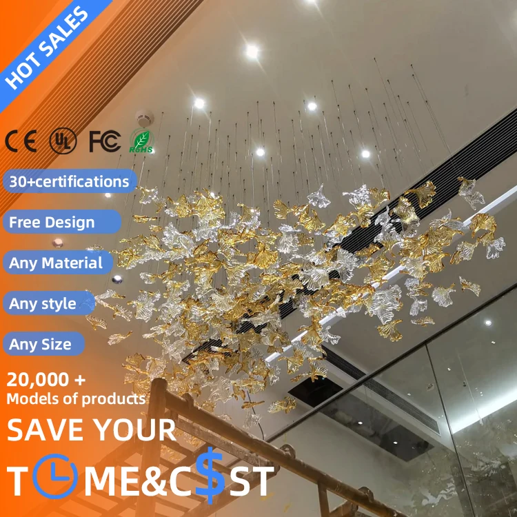 New Design Staircase Crystal Glass Shade Adjustable Height LED Nordic Modern Decorative E12 Bulb Base Project Installation