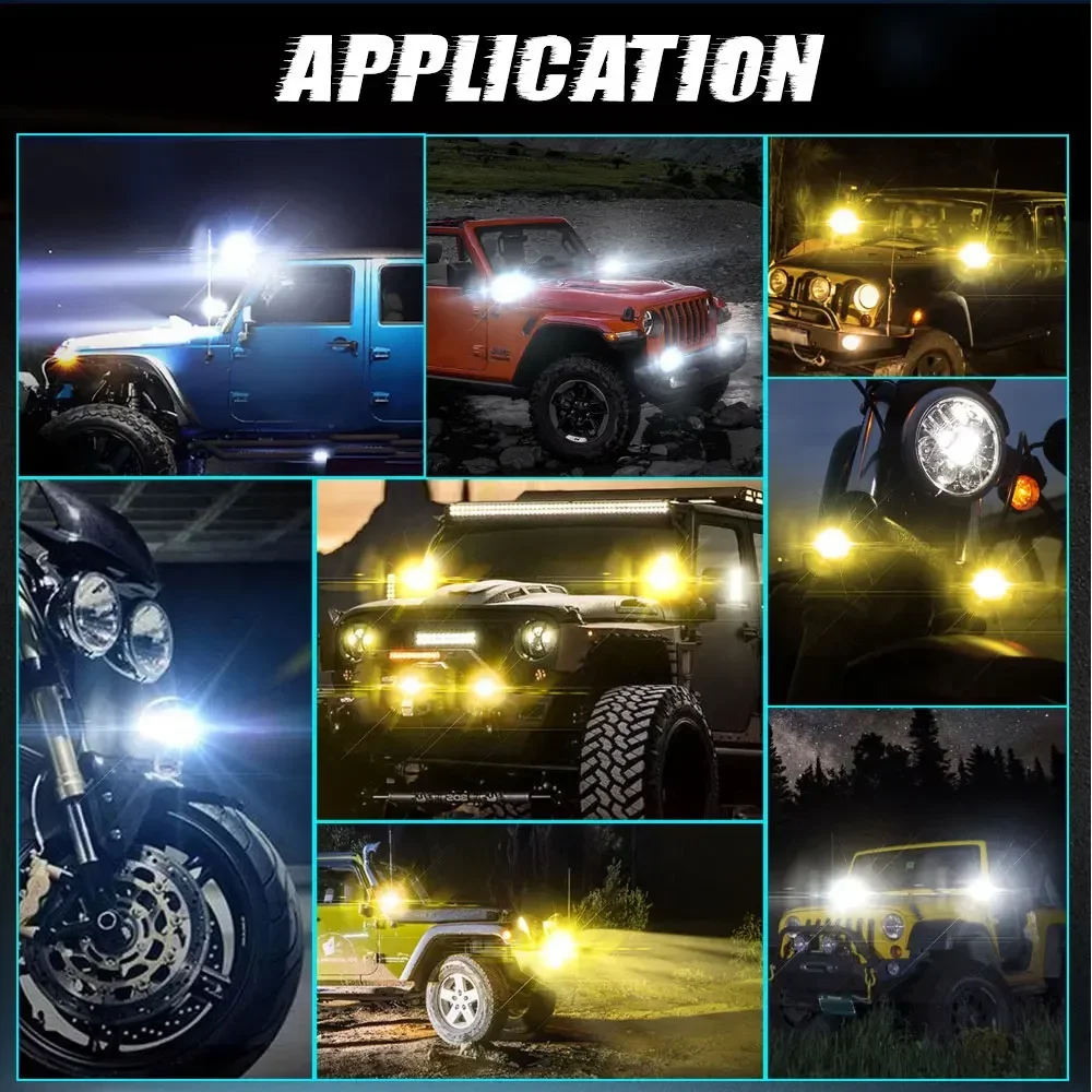 Super Bright Motorcycle Led Headlight Dual Color Motorbike LED Spotlight Projector Lens Headlamp Fog Lights for Suzuki BMW 12V