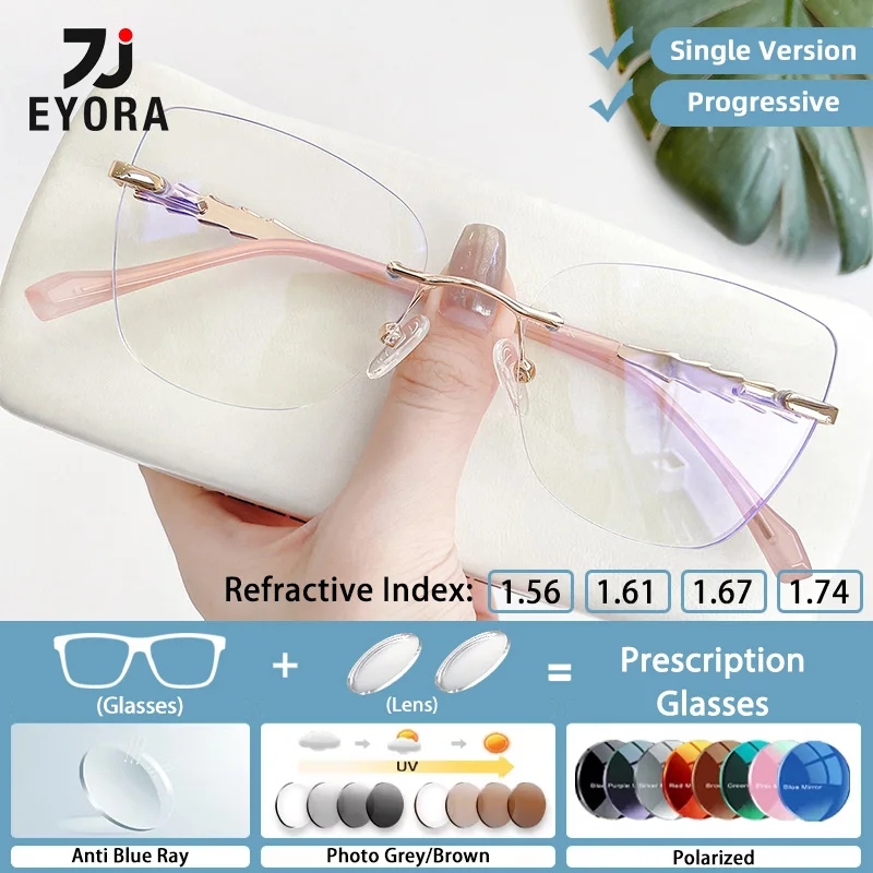 

EYORA Luxury Full Rim Metal Currents Reading Glasses Myopia Eyewear Hyperopia Anti Blue Ray Progressive Photochromic Eyewear