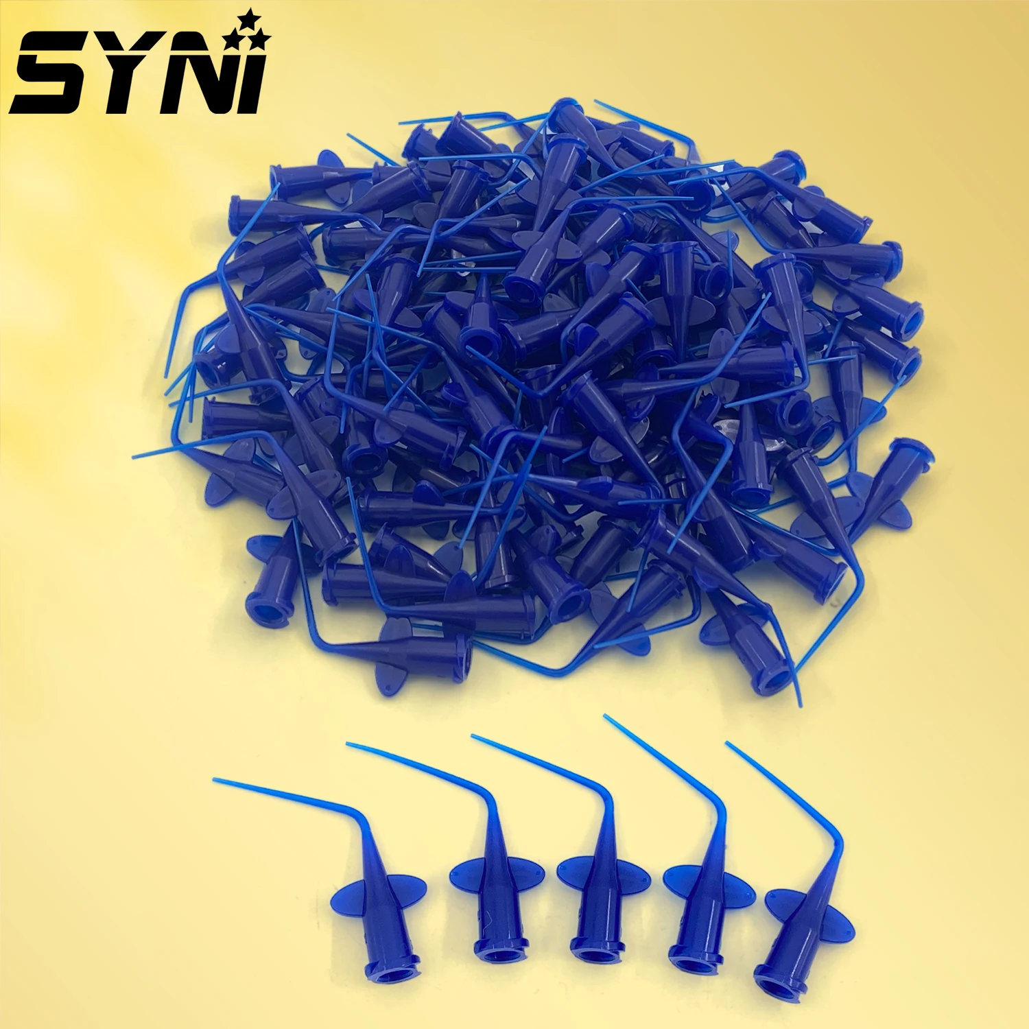 100pcs SYNI Dental Disposable Plastic Syringe Tip Irrigation Rinse Tip for Dental Injection Medicine Teeth Whitening