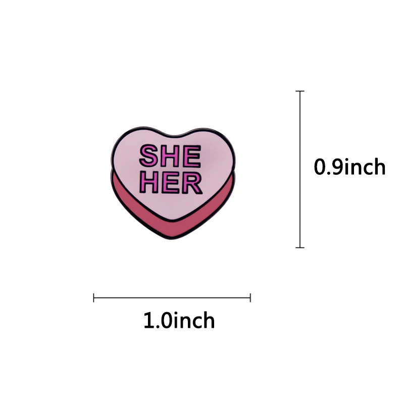 وقالت انها الضمائر الوردي القلب دبوس ملابس أشكال مختلفة LGBTQ شارة بروش ظهره الديكور مجوهرات الأزياء #3