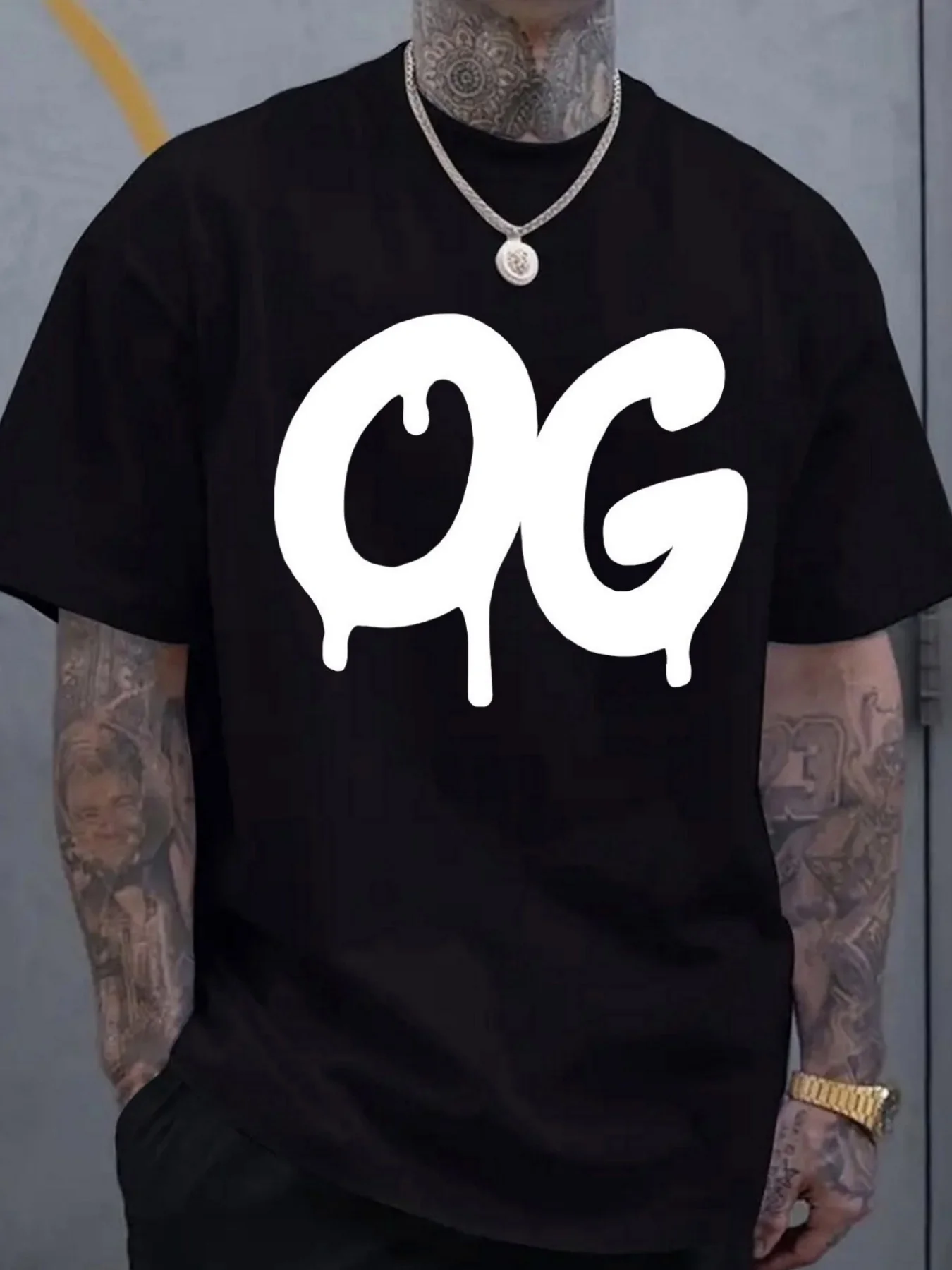 Men's Black/White Vintage Oversized T-Shirt - Lightweight Breathable Short Sleeve Crew Neck Casual Shirt with Retro Print, Suitable for Fitness, Travel & Daily Wear - Ideal Gift for Christmas/Black Friday
