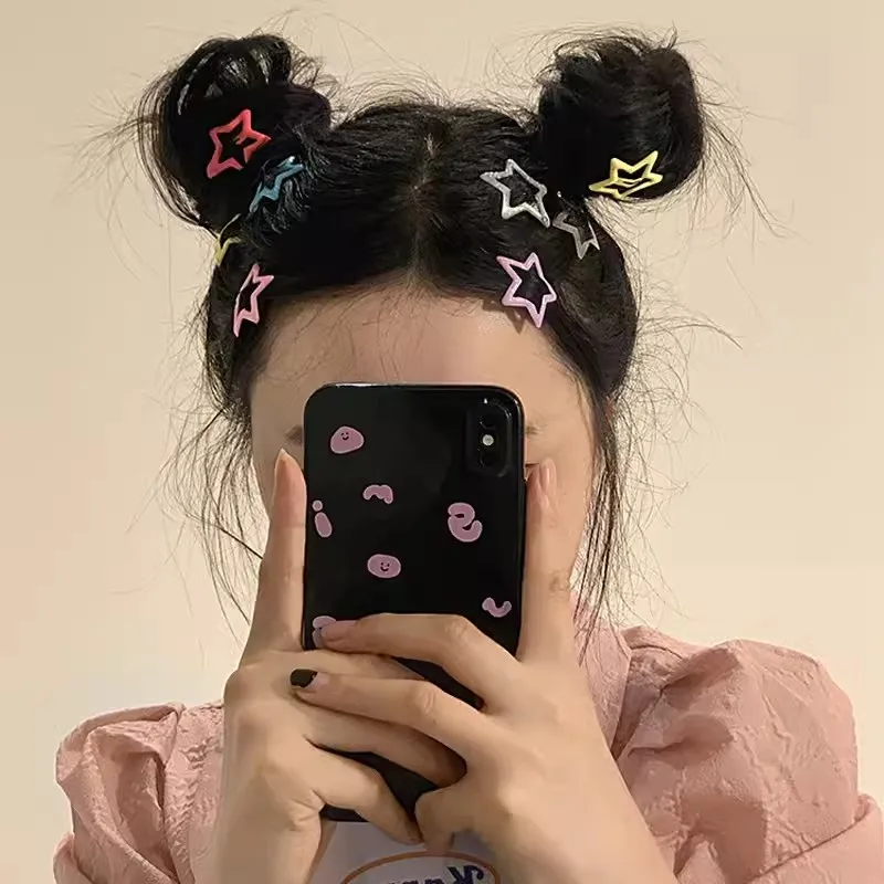 Simple Y2K Dopamine Colorful Lovely Hair Pins Stars Sweet Cool Cute Versatile Hair Clips for Girls Korean Hair Accessories