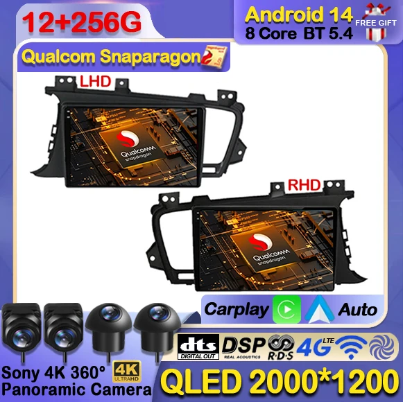 

Android 14 Wireless Carplay Auto For Kia K5 Optima 2011 - 2015 Car Radio Stereo Multimedia Video Player Navigation GPS Head Unit