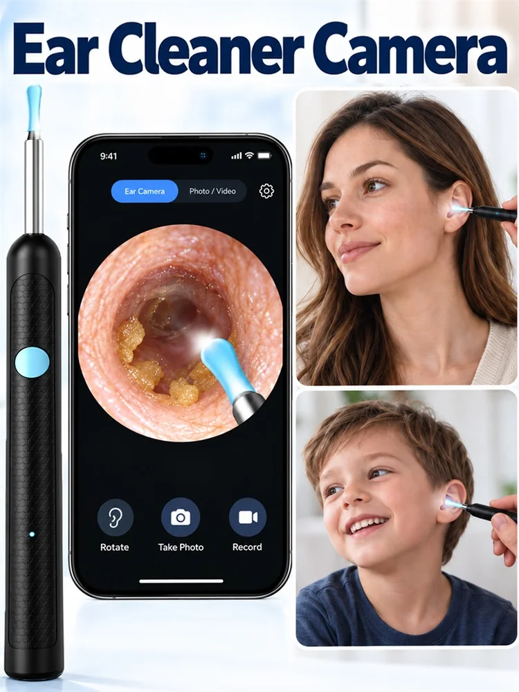 Ear Cleaner Camera 360° Adjustable Endoscope Ear Pick – USB-C Charging Ear Wax Remover with Camera, Safe Ear Care Kit for Unisex