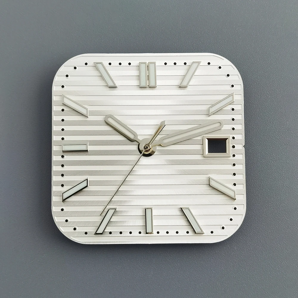 29.5 مللي متر شعار مخصص قرص ريترو مربع مخطط أفقي ، مناسب لملحقات ساعة الحركة الأوتوماتيكية NH35/36