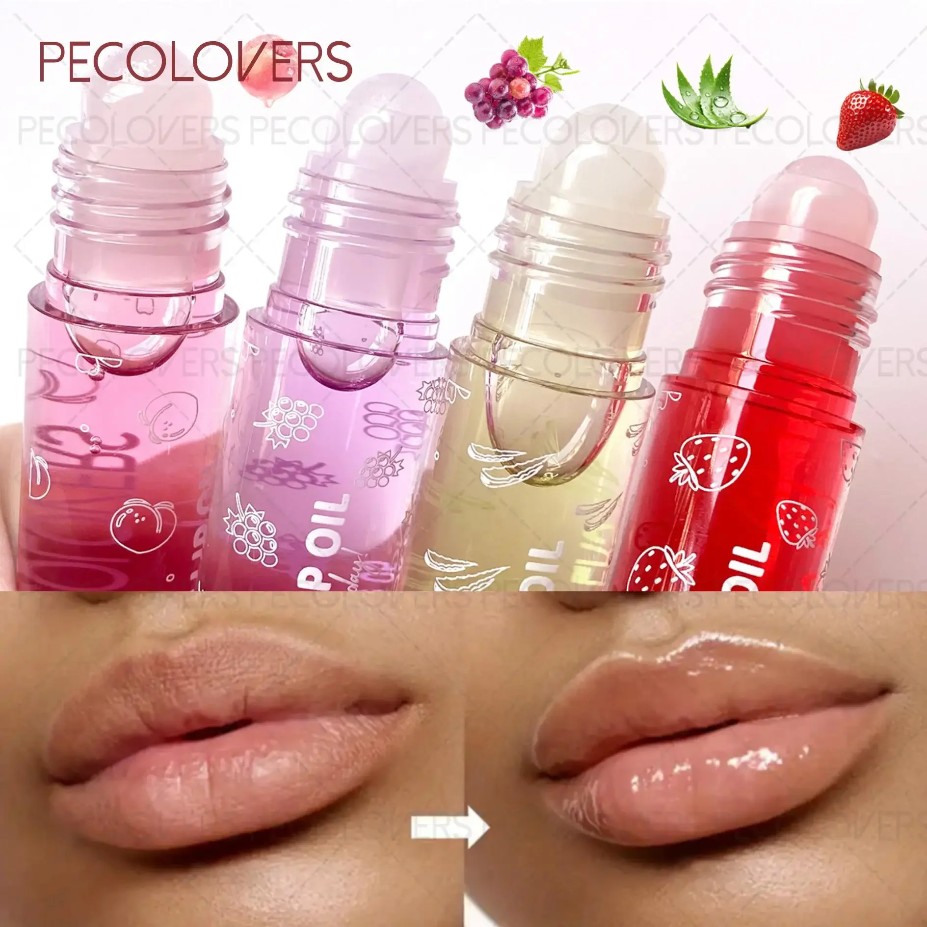 Hydration Moisturizing Lip Balm,Hydrating Lip Balm,Hydrating Fruit-Flavored Rollerball Lip Oil,Perfect for Daily Use