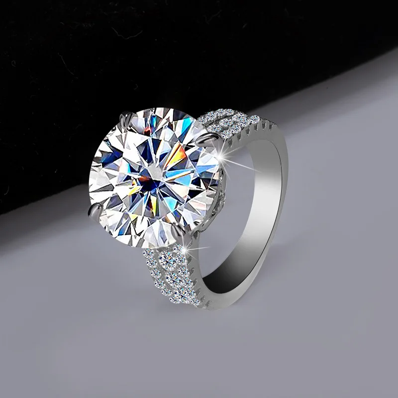 10Ct Pigeon Egg Moissanite Ring for Her: PT950 Platinum Band, Luxury Extra Sparkly Design, Large Stone Women's Statement Ring