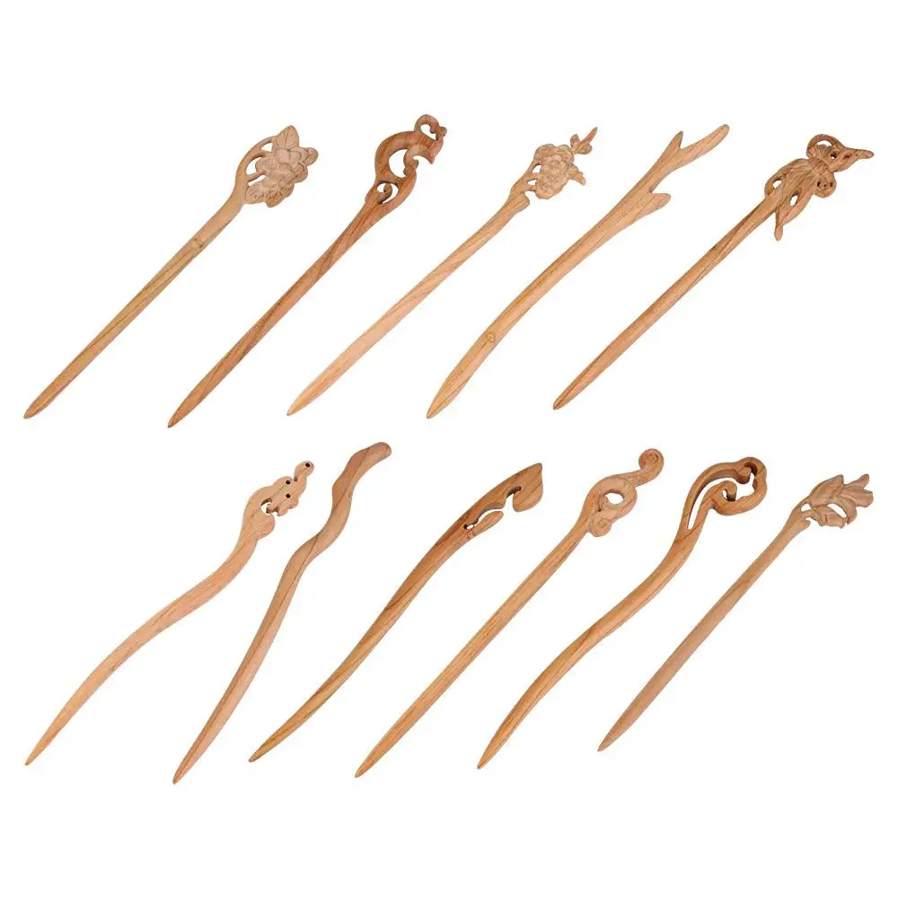 Grampos trançados para mulheres, hair sticks de madeira, forma de onda, bird antler, garfo chinês, clipe Hanfu