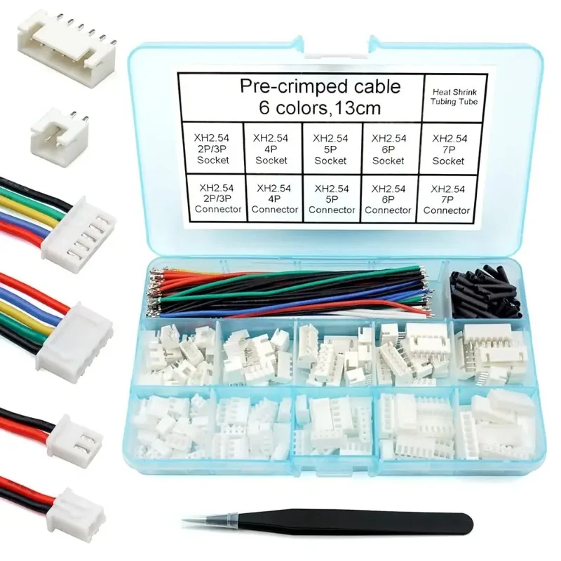 

JST-XH 2.54mm Connector Socket Kit with Pre-Crimpe Connector Socket Kit Pre-Crimped Cable Shell Cable Plug and Socket Connector