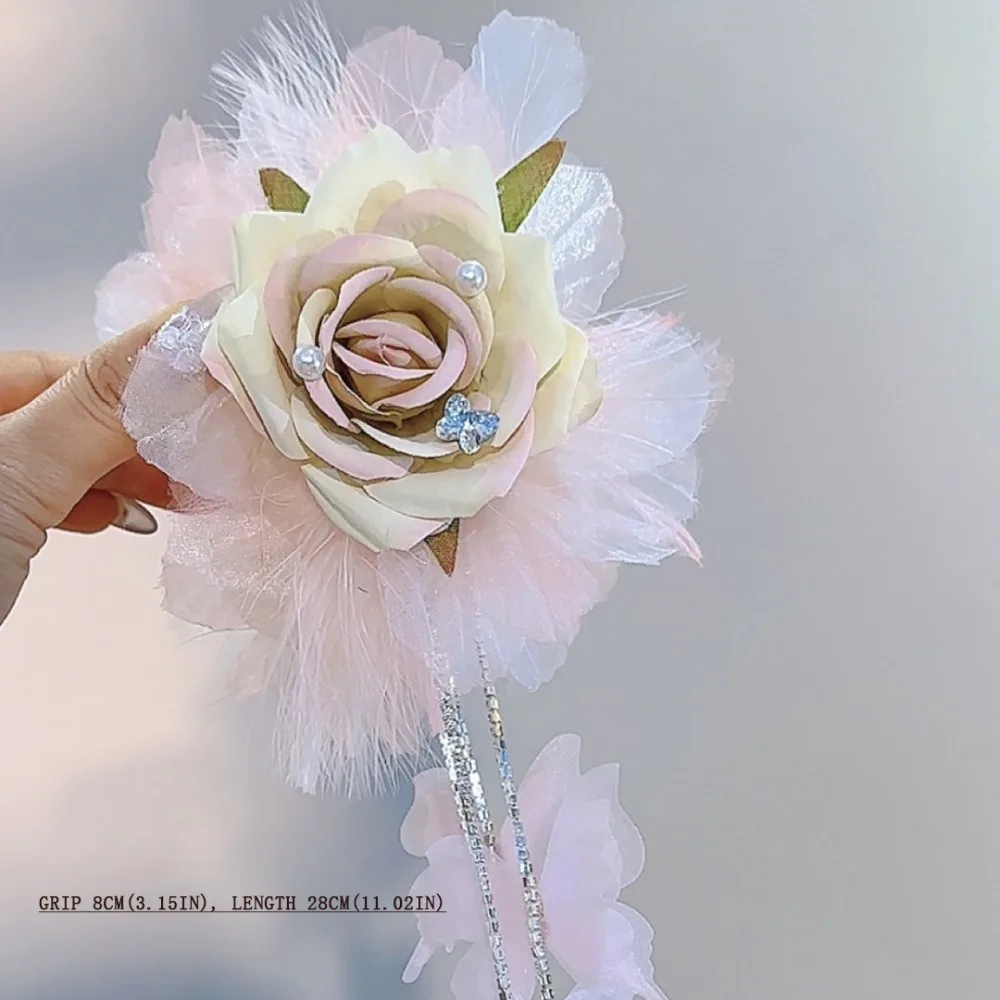 Jepit Rambut Bunga Retro Aksesori Rambut Klip Hiu Hanfu Peri Super Temperamen Cakar Rambut Rumbai Besar