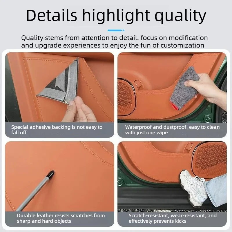 For GAC Trumpchi Aspire S7 Car Door Kick Mats Rear Seat Door Panel Scratch-resistant Interior Trim Accessories Decorative Items