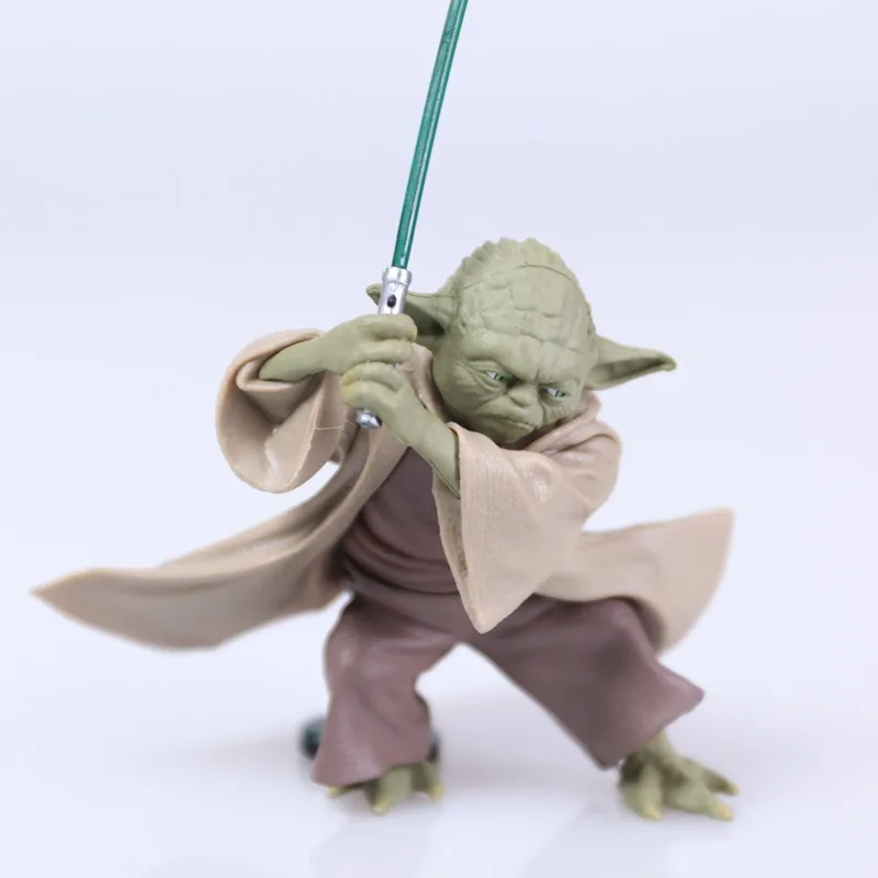 Hot toys Anime Star Wars Jedi Knight Baby Yoda Take a sword scene doll Handmade Model children Toy desktop decoration Pendant