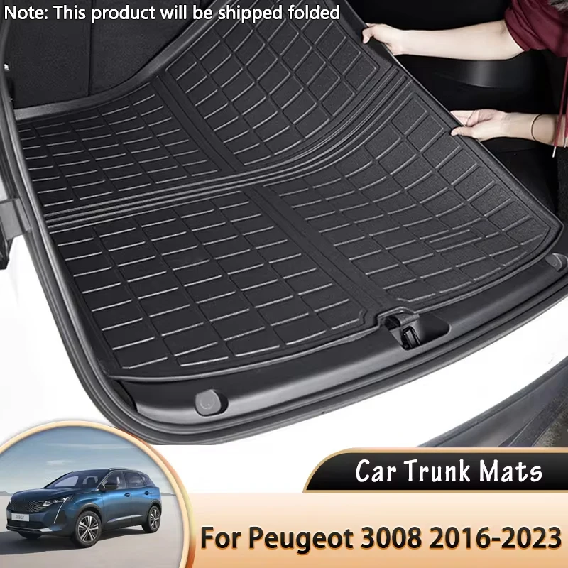 

EVA Car Rear Trunk Mat Waterproof Protective Liner Trunk Tray Floor Mats for Peugeot 3008 P84 2016~2023 2020 2021 Accessories