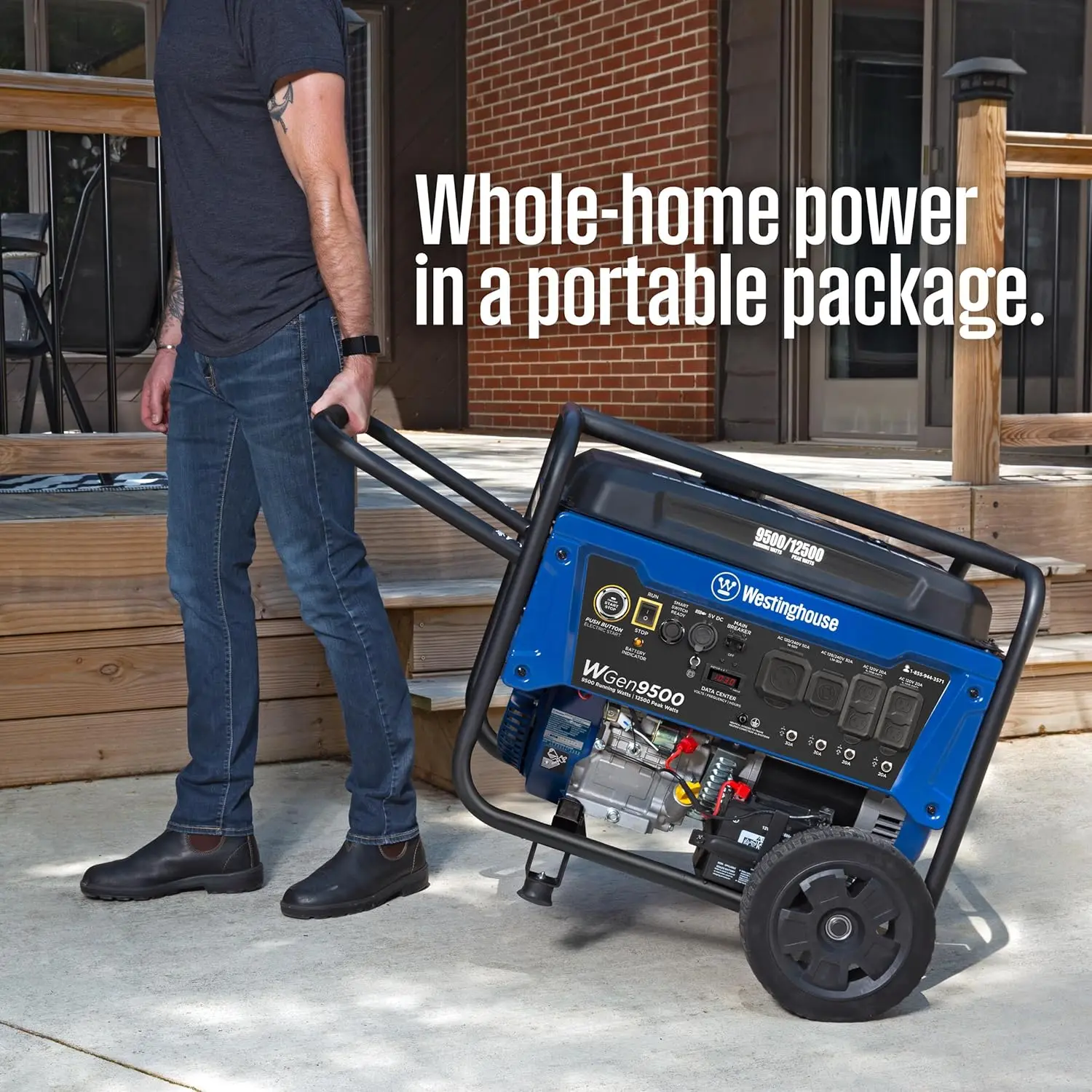 Outdoor Power Equipment 12500 Peak Watt Home Backup Portable Generator, Remote Electric Start with Auto Choke