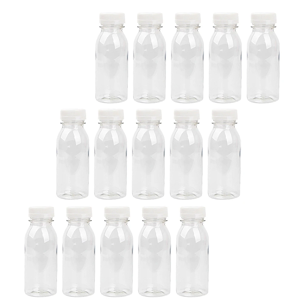 

15pcs Wide Mouth Milk Bottle 200Ml Transparent Pet Juice Bottles For Yogurt Drinks Leakproof Storage Container Disposable Drink