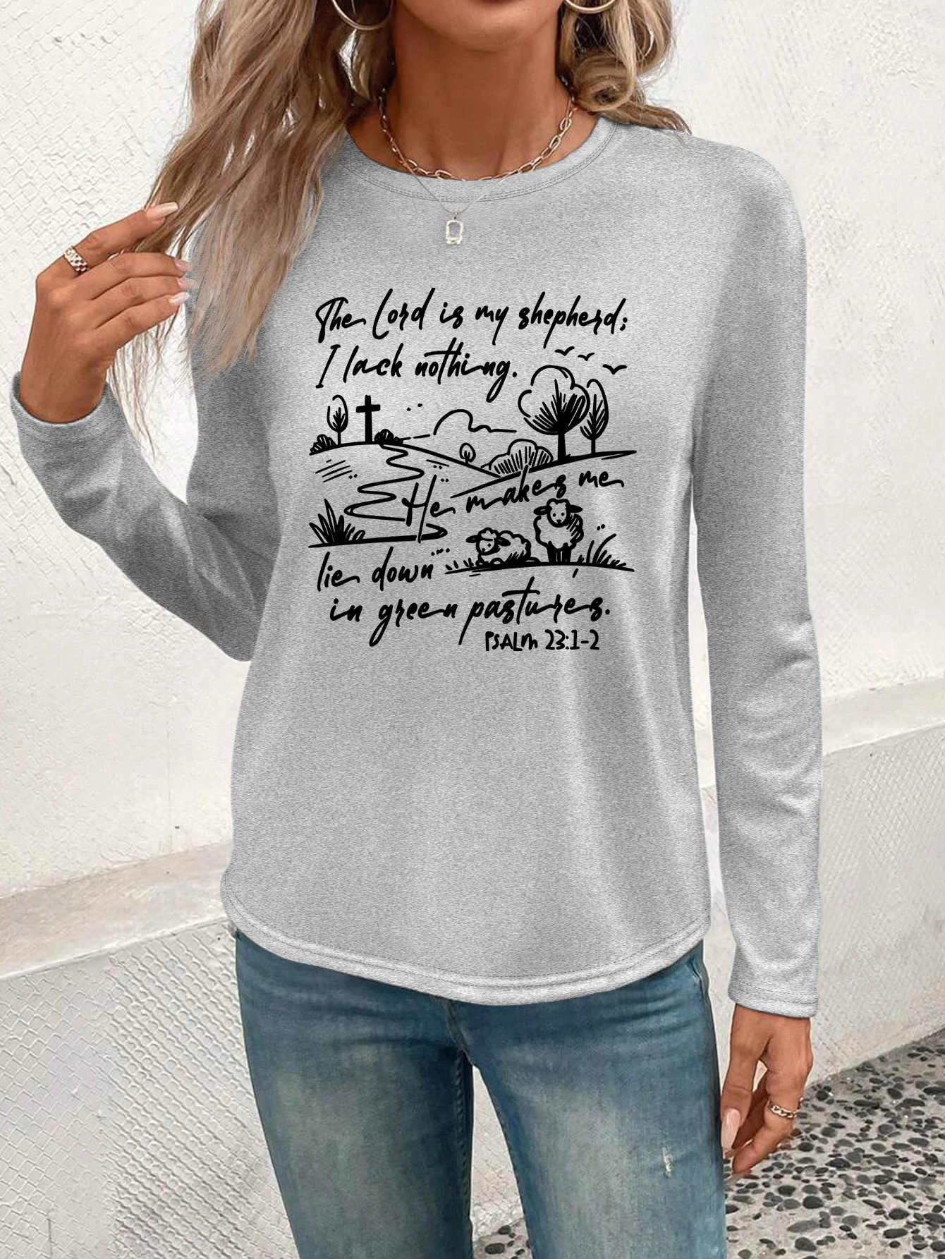 Printed pattern women's round neck T-shirt, casual T-shirt, regular fit, machine washable, all-season versatile, 100% polyester