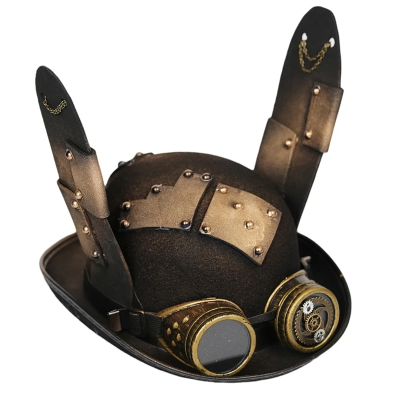 Steampunk chapéu masculino com óculos de proteção do vintage jazz chapéu gay chapéu superior diabo chifre chapéu steampunk festa de halloween mascarada traje