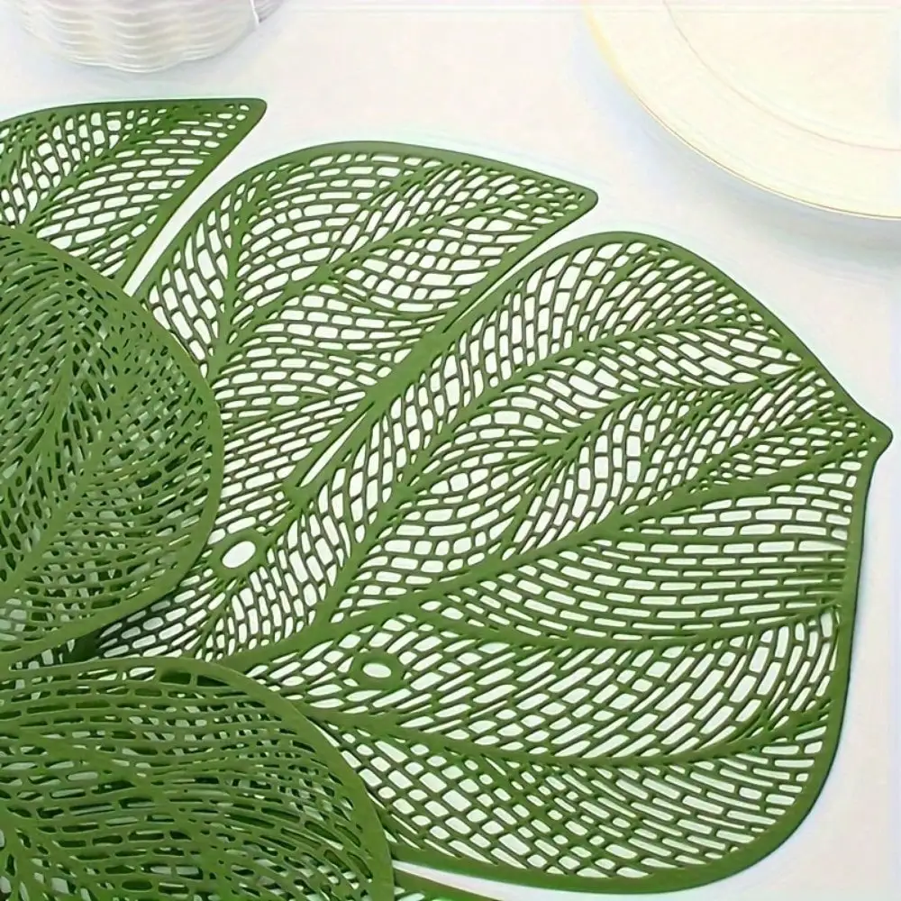 Tovagliette in vinile da 4 pezzi a forma di foglia verde per tavolo da pranzo tovagliette per la decorazione della tavola da pranzo di compleanno di nozze