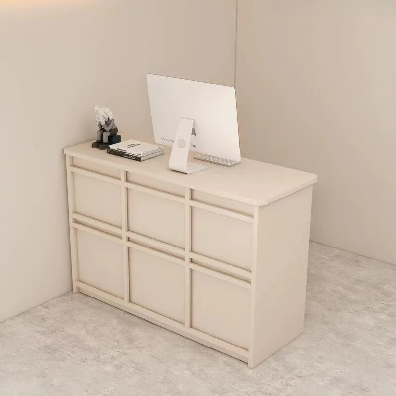 

minimalist cream-style reception counter High-end clothing store bar reception counter beauty salon balcão para loja furniture