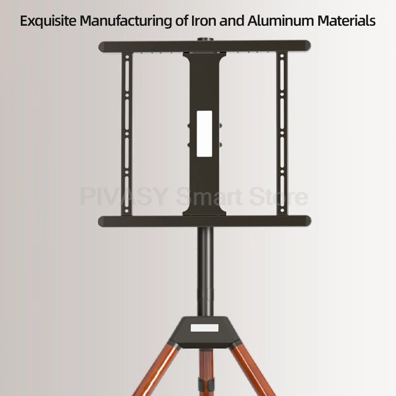 LCD LED 디스플레이용 회전식 모바일 TV 스탠드 바닥 마운트 트레이가 있는 32-60인치 스크린 단단한 목재 구조 35KG 하중 베어링