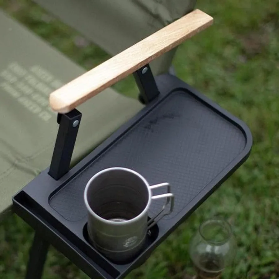 Vassoio per sedia pieghevole con portabicchieri da scrivania laterale con clip per poltrona da campeggio da spiaggia all'aperto Comodo vassoio regolabile con portabicchieri
