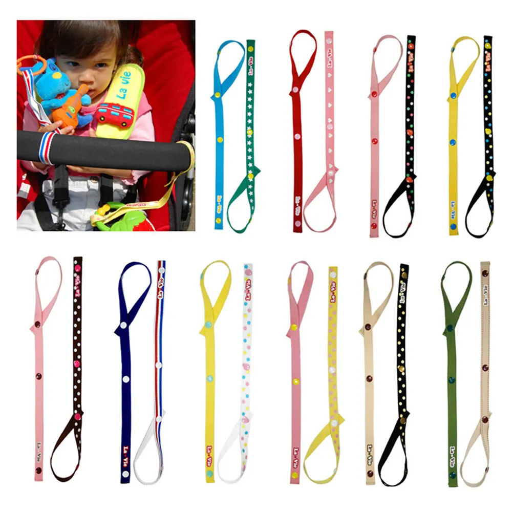 

3pcs Stroller Hanging Strap Baby Holder Washable Adjustable Length Fashionable Pattern Pacifier Chain Clip Teething Clips