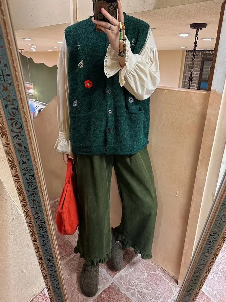 

Весенний винтажный вязаный жилет для женщин больших размеров с цветочным узором, облегающий, теплый, повседневный, для весенне-летнего и осеннего сезонов