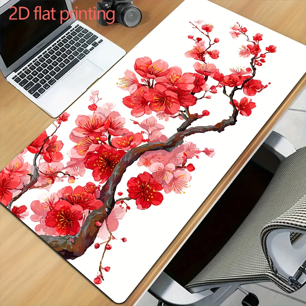 Red Plum Blossom Flower Branch Large Mouse Pad XXL Gaming Desk Mat Non-slip Rubber Keyboard Pad for PC Laptop Office Gift